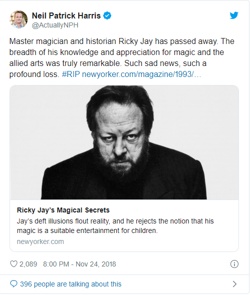 Magician Ricky Jay’s Final Disappearing Act